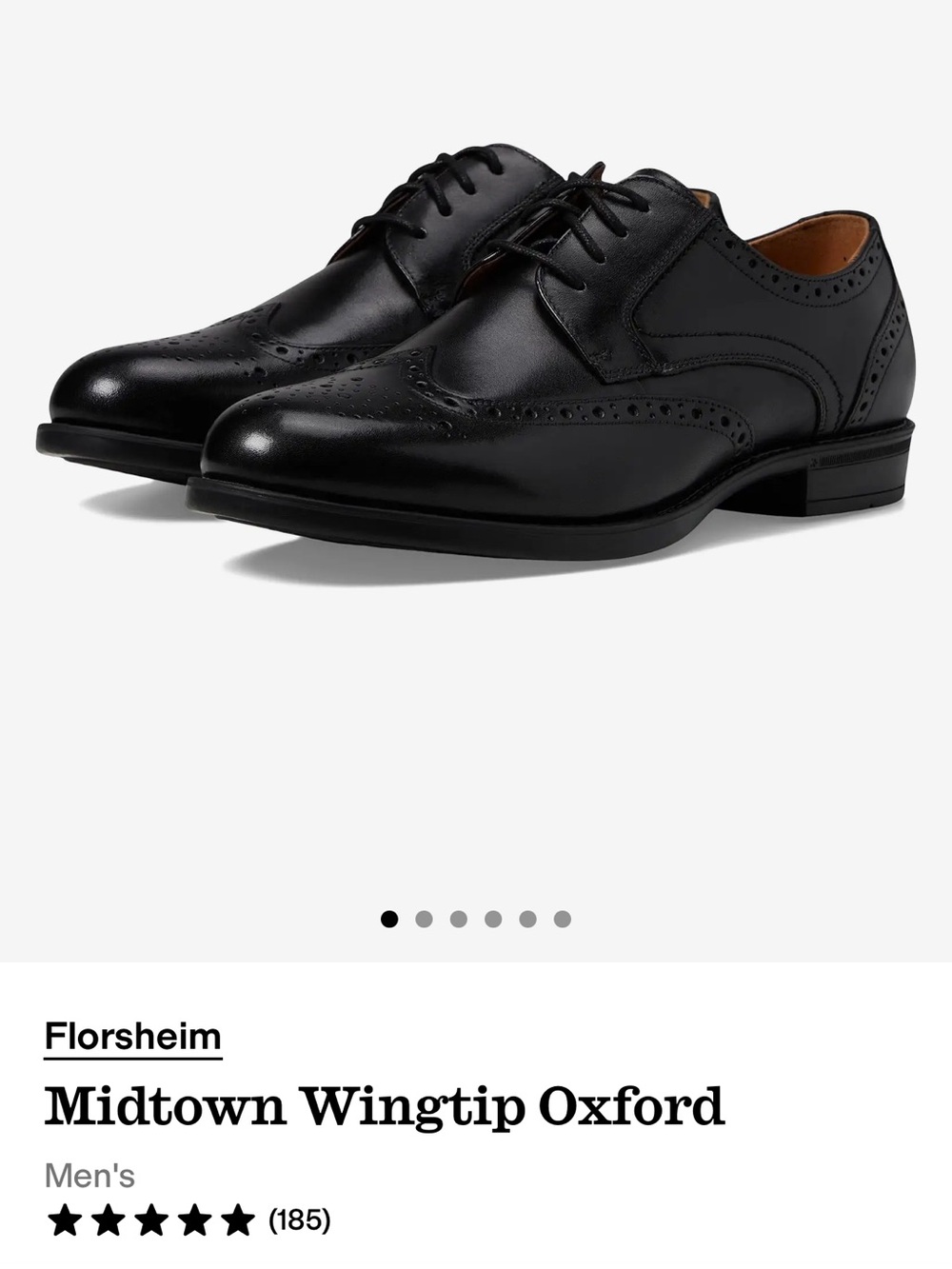 Florsheim Black Wingtip Oxford Dress Shoes